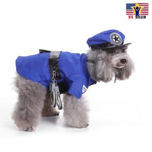 Police Uniform Dress Up Fun Cute Pet Dog Costume Cosplay Halloween Party